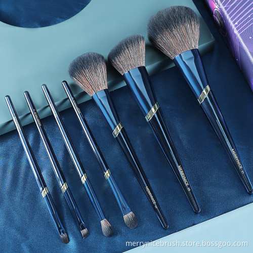 Oem new arrival private label blue 7Pcs makeup brush set high quality
